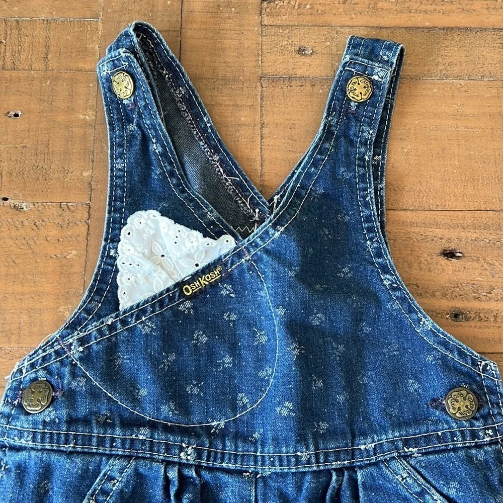 Oshkosh vintage floral eyelet pocket overalls